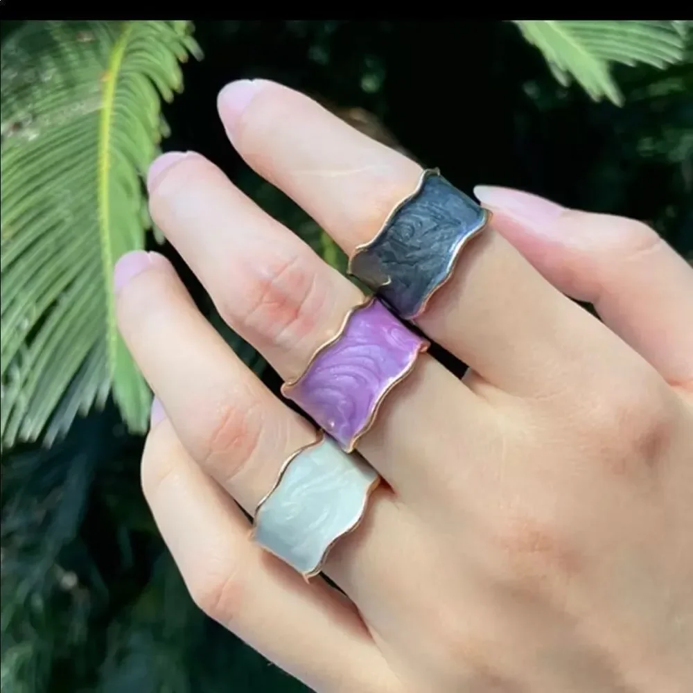 VINTAGE GEOMETRIC ENAMEL RING, adjustable‎